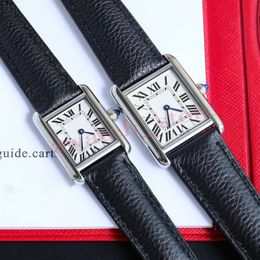 Topmerk mannen en vrouwen tankhorloges vierkante kast lederen band quartz uurwerk automatische datum modemerk vrouwen jurk horloge klok designer horloges elegant modieus
