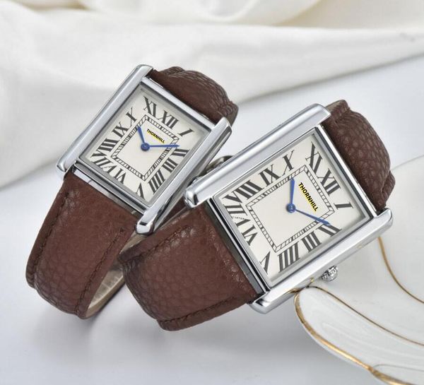 Top marque hommes et femmes montres de réservoir boîtier carré bracelet en cuir mouvement à quartz date automatique mode ultra mince style robe designer horloge montre-bracelet prix de gros