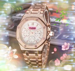 Top marque hommes grande montre chronomètre 42MM Quartz importé mouvement horloge rétro en acier inoxydable cadran solide fermoir Super chaîne multi couleur montres accessoires cadeaux