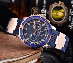 Top Merk Mannen Horloge 2023 Nieuwe Luxe Heren Horloges Alle Wijzerplaat Werk Quartz Horloge Hoge Kwaliteit Klok Rubber Riem Mannen mode Accessoires Geschenken Gratis Verzending