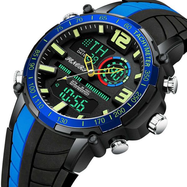 Reloj de marca superior para hombre, reloj de pulsera deportivo de doble pantalla a la moda para hombre, cronógrafo Digital analógico, reloj resistente al agua, reloj Masculino 210728