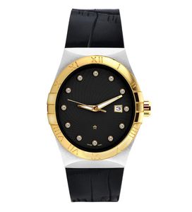 Top Brand Men kijken lederen vrouw Gold Dial Imitatie Keramiek Bezel Steel Gold Watch Woman Dive Quartz Watches Watches USA Sports3021150