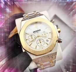 Top Brand Men Watchs Mouvement de quartz multi-fonctions de 42 mm Chronograph CHRONOGRAPHIE RUN STOWATCH PR￉SIDENT ACIER ROSE ROSE GOLD Silver Wristwatch Montres Reloj
