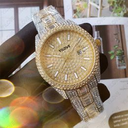 Top Marque Mens 42mm Montre En Acier Inoxydable Diamants Bracelet Horloge Quartz Mouvement Importé Créateur De Mode En Gros Étanche Qualité Supérieure Montres-bracelets