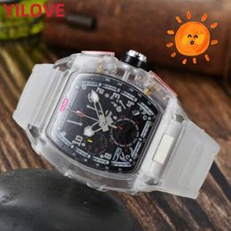 Top marque hommes 43MM montre de luxe blanc rouge caoutchouc Silicone horloge mouvement à quartz classique étanche petit cadran travail célèbre président chronomètre montre-bracelet