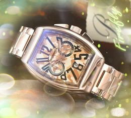 Top Brand Mens Color Dial Big Watches 43 mm Timing num￩rique arabe Run Deuxi￨me courroie en acier inoxydable Quartz Lumineux Businet d￩contract￩ populaire Reloj de Lujo