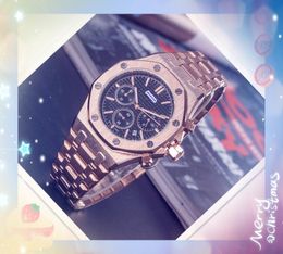 Top Brand Mens Line Skeleton Diads Squeleton Watches 43 mm Big Size Classic Bracelet Clock Battery Powers Chronograph Quartz Président Cadeaux d'anniversaire de mariage