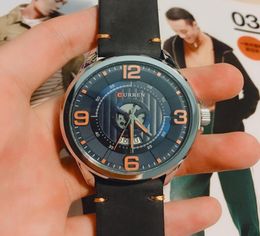 Top marque hommes montres de luxe bracelet en cuir étanche Sport hommes Quartz multifonctionnel montre militaire affaires mâle Clock7776224