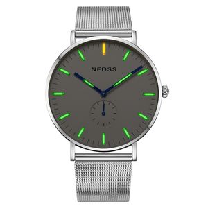 Top Brand NEDSS paar Kijk Tritium Mens Watches Luminous Slim Case DW Male staal Functioneel Quartz Watch Pols Sport Watch T200409