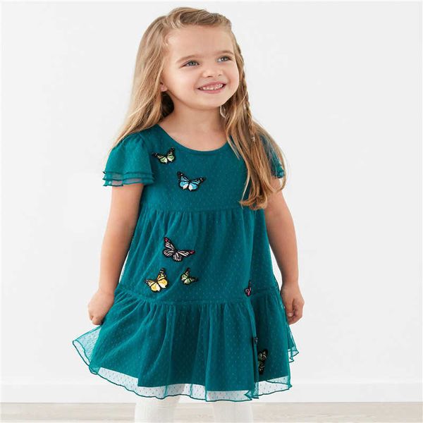 Top marque princesse fête bébé filles robe été papillons enfants vêtements maille enfants anniversaire arrivée pour 210529