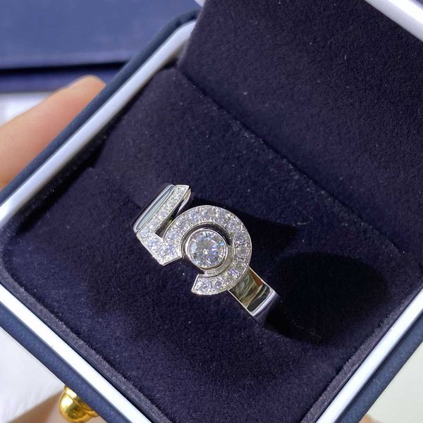 Marca superior, joyería de plata de ley 925 pura para mujer, anillos de diseño con letras 5, anillos llenos de diamantes, joyería de lujo para boda y compromiso