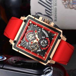 Relojes rectangulares de primeras marcas para hombre, reloj de cuarzo a la moda, deportivo de lujo, resistente al agua, cronógrafo de silicona, 210624185w