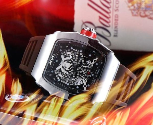 Top marque caoutchouc silicone quartz mode mens horloge montres 43mm date automatique diamants cadran loisirs suisse explosions annuelles sport montre-bracelet cadeaux