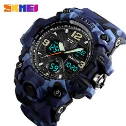 Top marque SKMEI Sport montre hommes militaires montres numériques 5Bar étanche double affichage montres Relogio Masculino 1155B