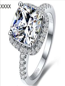 Topmerkstijl 3-karaats prinses gesneden kussenvorm SONA synthetische diamant verlovings- of trouwring jubileumcadeau6193048