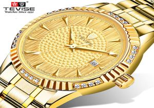 Top Brand TeVise Golden Automatic Men Mechanical Watches Torbillon Wating Business Gold Wrist Watch5429851