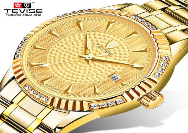 Top Brand Tevise Golden Automatic Men Mechanical Watches Torbillon Business Gold Business Gold Watch5429851
