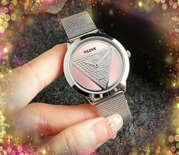 Top Marque Triangle Petit Cadran Femmes Montre 33mm Quartz Horloge Fine En Acier Inoxydable Beau Cadeau Lady Joint Importé Cristal Miroir Montre-Bracelet Bracelet Montre De Luxe