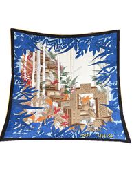 Top marque V écharpe en soie foulard de créateur pour femmes foulards schal bandeau anneau forêt enchantée cas faisant l'histoire turban épaule fourre-tout bagages ruban cadeau 90x90 cm