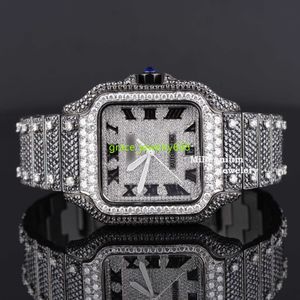 Top de marque de marque VVS Moisanite Diamond Watch entièrement glacé Hip Hop Wrist Watch pour l'unisexe au prix de l'usine