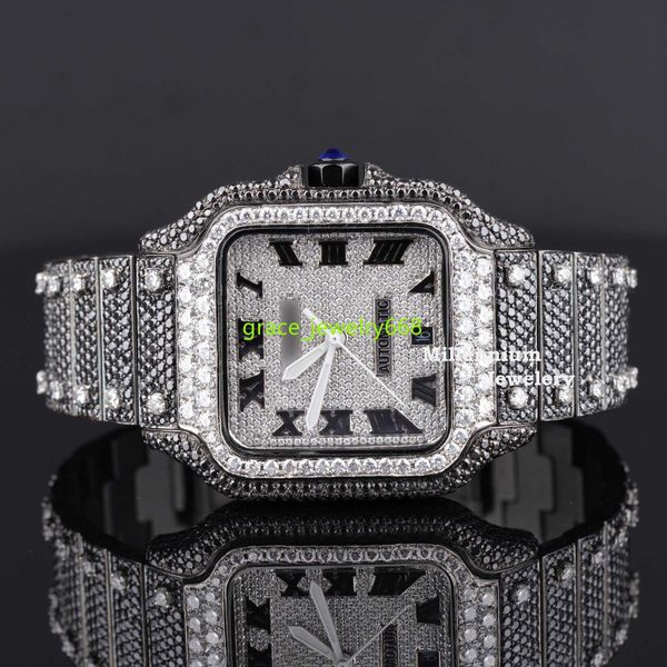 Top de marque de marque VVS Moisanite Diamond Watch entièrement glacé Hip Hop Wrist Watch pour l'unisexe au prix de l'usine