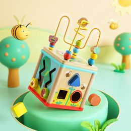 TOP BRIGHT Garden 5 en 1 Cube d'activité en bois Montessori Jouets pour enfants pour filles et garçons Jouets pour bébés Cadeau de premier anniversaire 231225