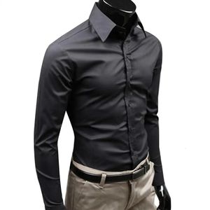 Top Business Gentleman sauvage petit haut M5XL Slim coton grande taille chemise hommes couleur Pure à manches longues Design de mode chemise 240312