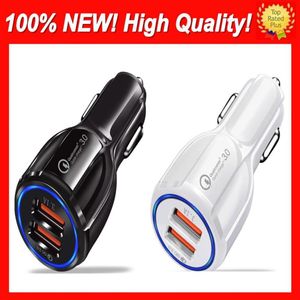 Top Car Dual USB Charger Charge rapide 3 0 Charge de téléphone portable 2 ports USB Chargeurs de voiture rapides pour iPhone Samsung Huawei Tablet Car-2153