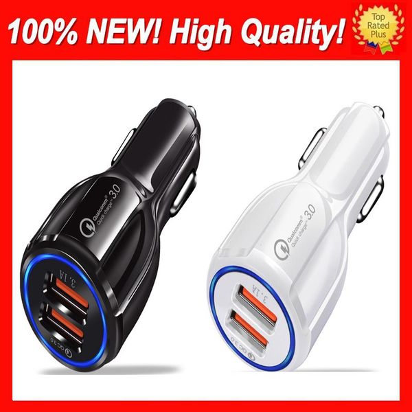 Top Car Dual USB Charger Quick Charge 3.0 Teléfono móvil Carga 2 puertos USB Fast Car Chargers para iPhone Samsung Huawei Tablet Car-Charger