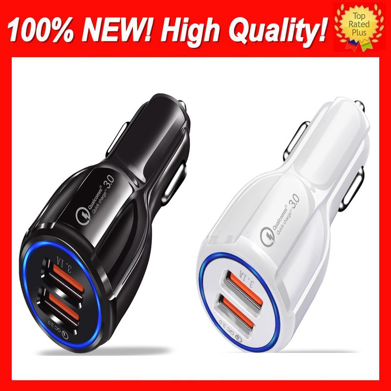 Top Car Dual USB Caricabatterie Quick Charge 3.0 Ricarica per telefoni cellulari Caricabatterie per auto veloci USB a 2 porte per iPhone Samsung Huawei Tablet Car-Charger