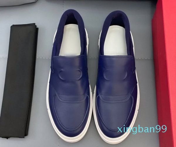 Top Casual Hommes Designer R Slip sculpté sur Bleu Luxe Mens Chaussure Sports Streetwear avec boîte d'origine