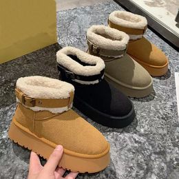 Top chaussures décontractées designer bottes de neige moelleuses mini femmes hiver bottes à semelles épaisses australiennes chaussures décontractées chaussures en laine de cheville en peau de mouton design classique
