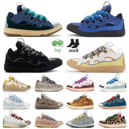 Top Casual Chaussures Cuir Curb Robe Chaussures Hommes Femmes Baskets Gris Vert Foncé Bleu Clair Racer Bleu Triple Noir Beige Jaune Blanc Bleu Arc-en-ciel