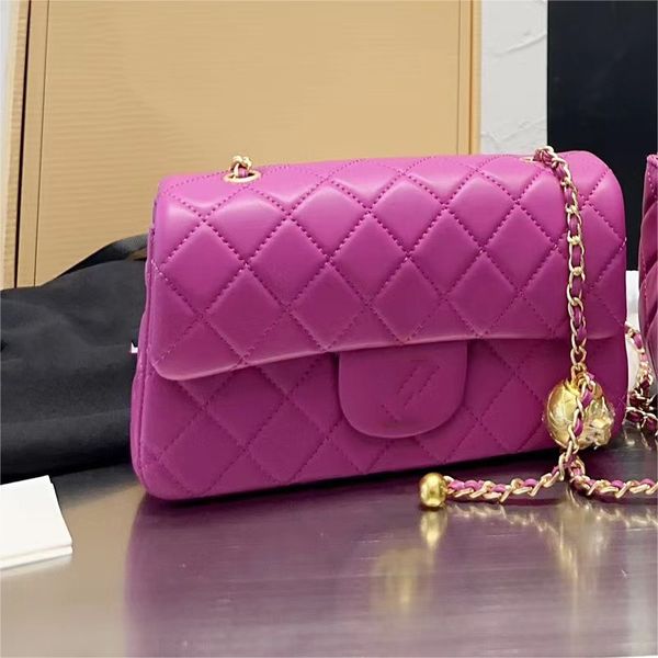 Top cc CF Bolso de diseñador rosa intenso bolso de lujo bolso de mujer solapa clásica mini bandolera de diseñador bolso mini bolso de diseñador bolso de diseñador cadena de metal bolso de moda dorado