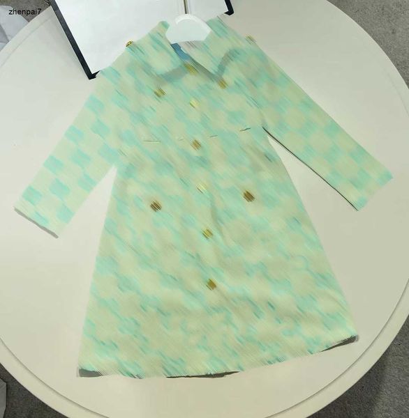Top Child Robes de haute qualité Denim Girl Robe Taille 110-160 Gold Button Decoration Baby Designer Jirt Toddler Frock Dec10