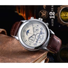 Top klassieke designerhorloges PP 2023 Six Needle Running Second Volautomatisch Quartz Brand Time Style Heren met logo luxe horloge