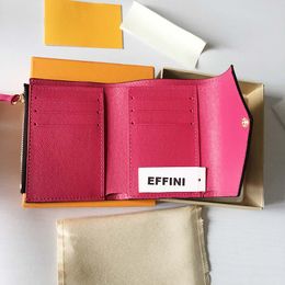 Porte-monnaie court classique avec boîte d'origine Fashion Luxurys Designers Bags 2021 Women Credit Card Holder Lady Mini Zipper Coin Purse Pound Leather Flower Wallets