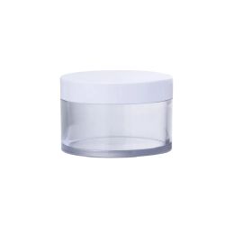 Bouteilles d'emballage en plastique PET transparent avec couvercle blanc 30g 50g 100g 150g 200g Récipient cosmétique pour crème de masque de boue