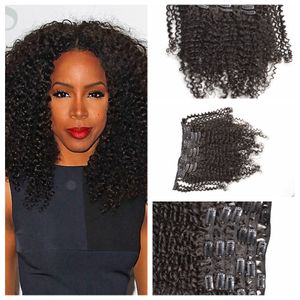 Clip supérieur dans les extensions de cheveux G-EASY 100% trame de cheveux humains péruviens crépus cheveux bouclés tisse 120g 7pcs / lot livraison gratuite