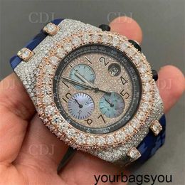 Top Clone Ap Diamond Diamonds Watch Pass Test Mouvement à quartz vvs Iced Out Sapphire Half Out Custom Diamond Men Watch Handmade Fine Manufacturer Lab Grown Diamond