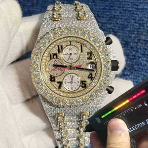 Top Clone Ap Diamond Diamonds Watch Pass Test Mouvement à quartz vvs Iced Out Sapphire Watch Ston 2023 Gold Sier Vvs Top Quality Sortie automatique 2 tons