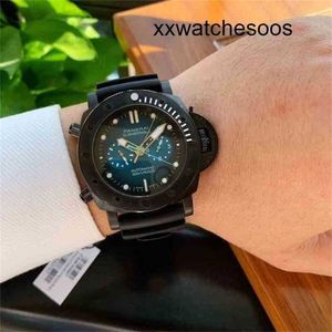 Top Clone Men Sport Watch Panerais Luminor Automatische bewegingsserie Super Diamond koolstof gecoate siliconen waterdichte horloge