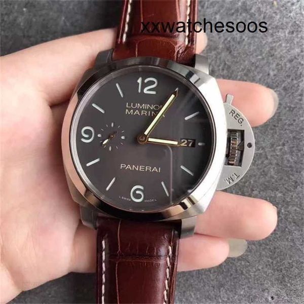 Top Clone Men Sports Watch Panerais Luminor Mouvement automatique Vs Factory Watch Men 1950 Série PAM00351 Titanium Case Belt 44mm 44 mm