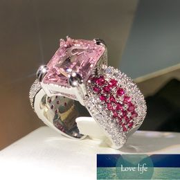Top koude stijl dezelfde stijl met roze diamanten ring Vrouwelijke persoonlijkheid Opening wijsvinger roze edelsteenringen