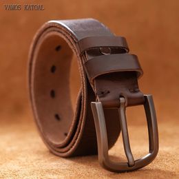 Top Koe lederen riemen voor mannen luxe designer hoge kwaliteit mode-stijl vintage bruine cowboy mannelijke riem 240202