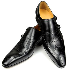 Top Cowhide 811 Couche de robe pointu à bout British British British Formal Men's Leather Widding Office Chaussures 231208 939