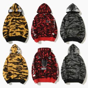 Top Craftsmanship Mens Hoodies Shark Pullover Hoodie Designer Jacket Tiger Full Zip Harajuku Sweat-shirt Fashion Co-branding Camouflage Luminous Nouveaux Hoodys