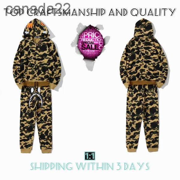 Top Craftmansain Mens Hoodies Suit Designer Jacket Shark Pullover Tiger Full Zip Hoodie Couleur Harajuku Sweat-shirt Fashion Camouflage co-branding Hoodys 1- 2kxo