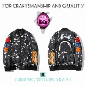 Top Craftsmanship Vestes pour hommes Shark Men Star Spots Designers Manteau Varsity Co-branding Styliste Storm Ghosts Style militaire Camouf209i