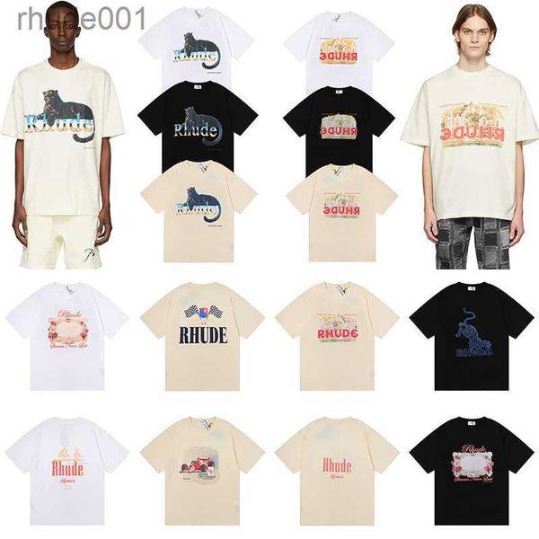 Top artisanat Rhude hommes t-shirts été créateur de mode t-shirts rue décontracté à manches courtes plage style t-shirts coton impression chemise 23sss A123 FYO3